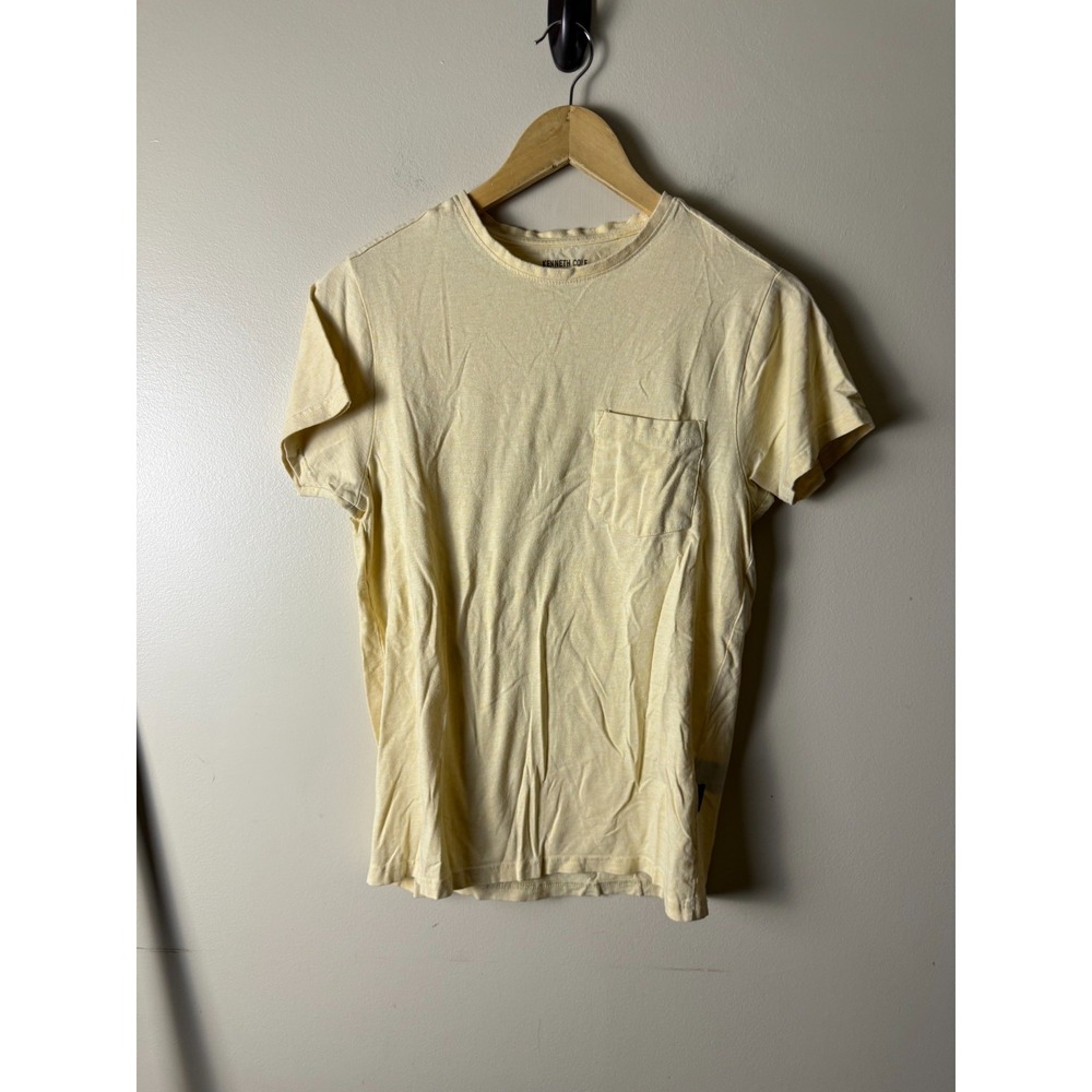Kenneth Cole Crew Neck Short‎ Sleeve Stretch T-Shirt Mens S Yellow Casual